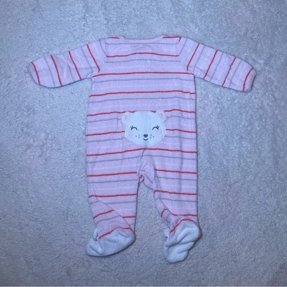 Carter's Pink and Coral Striped Footed One-Piece - Picture 4 of 7
